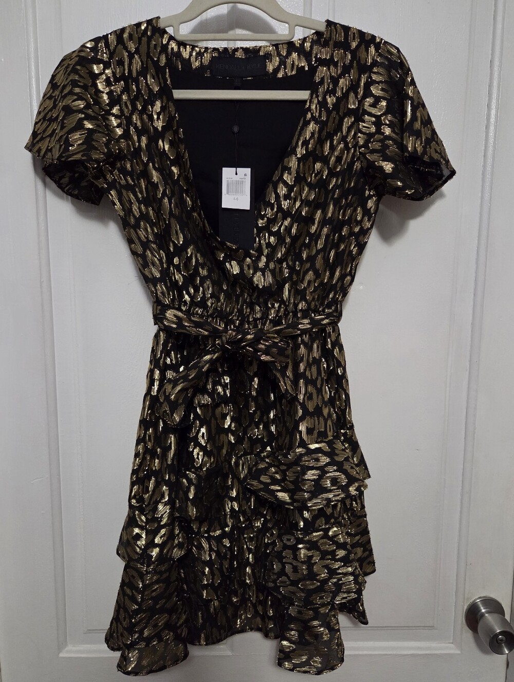 Kendall & Kylie Black Dress with Gold Metallic Print